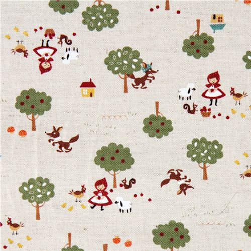 Little Red Riding Hood Kokka Trefle Canvas Fabric Japan 1