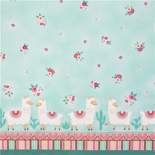 Llama Nirvana Double Border Floral Fabric