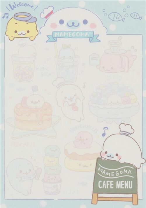 Mamegoma Cafe menu small memo pad by San-X 3