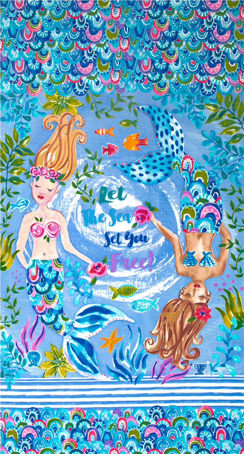 Laisse La Mer Te Libérer Panneau De Sirènes À L’Aquarelle Tissu