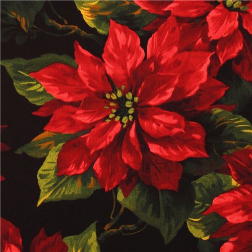 Michael Miller Christmas fabric Scarlet Poinsettia 1