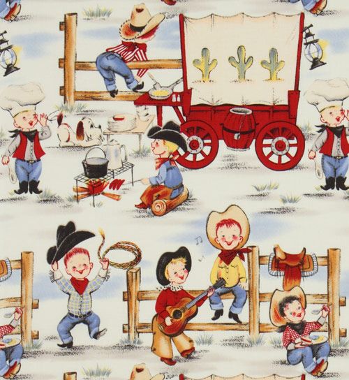 Michael Miller Cowboys vintage flannel fabric 2