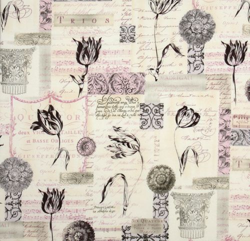 Michael Miller antique fabric plum flowers music 2