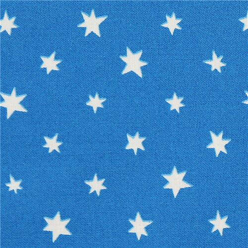 Étoiles À Six Branches Blanches Sur Bleu Tissu