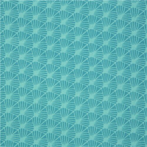 Teal Art Deco Diagonale Blätter Fächer Stoff Stoff