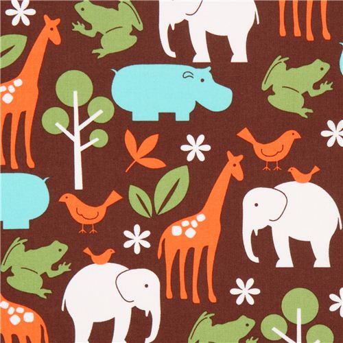 Michael Miller brauner Stoff Zoology blaue Zootiere Stoff