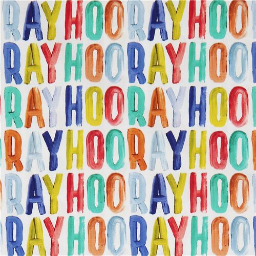 Painted Colorful Hooray Fabric