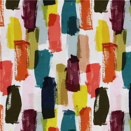 Michael Miller tela algodón blanco brochazo pintura colores Tela
