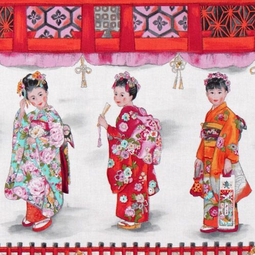 Michael Miller Designer Stoff Japanische Mädchen Tempel Stoff