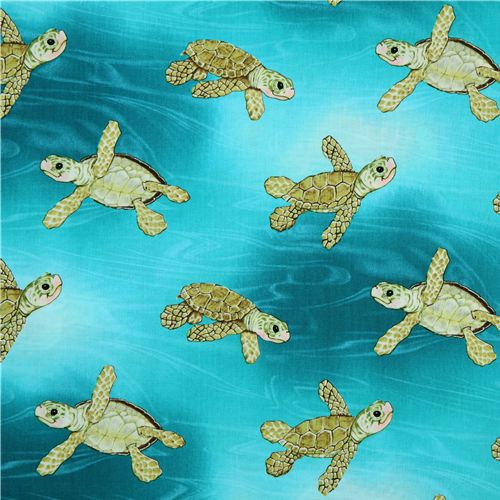 Michael Miller fabric Aqua Surf's Up sea turtles 2