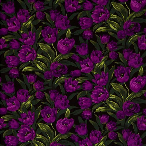 Michael Miller fabric Baby Tulips purple tulips flower 2