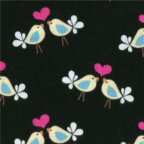 Michael Miller fabric Black Lovebirds birdies 2
