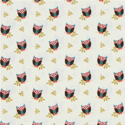 Michael Miller Stoff Cream Who's Hoot Eulen 2