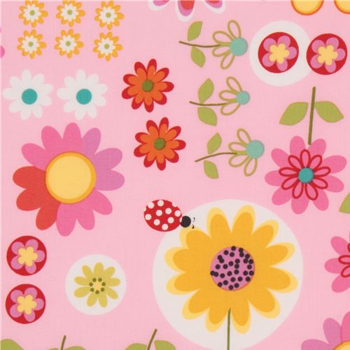 Michael Miller fabric Daisy Dance flowers ladybirds 1