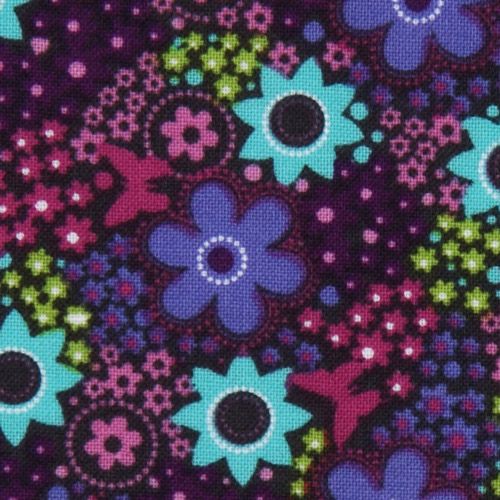 Michael Miller Stoff Daisy Sprinkles violette Blumen 1