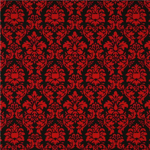 Michael Miller Stoff Dandy Damask schwarz-rot 2