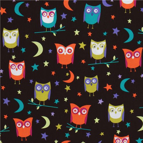 Michael Miller fabric Espresso Night Owls 2