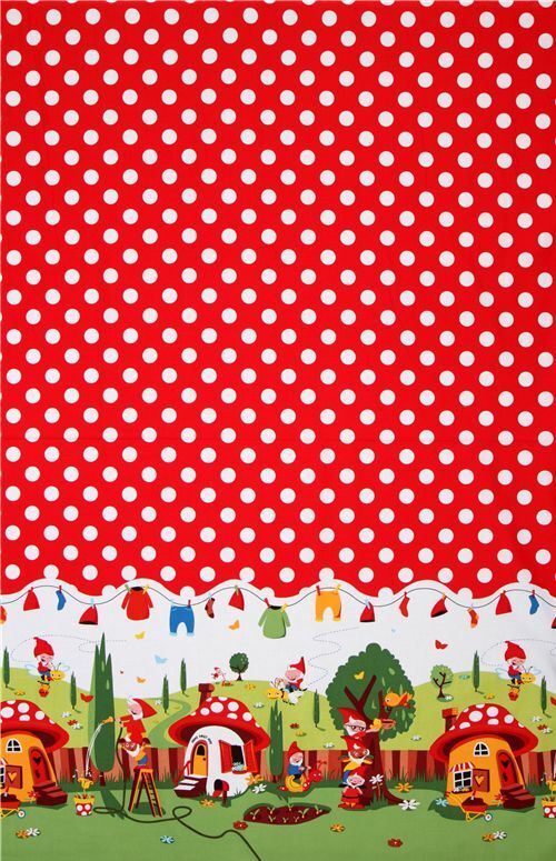 Remnant (41 x 112 cm) - Michael Miller fabric Gnomeville gnomes dots 6