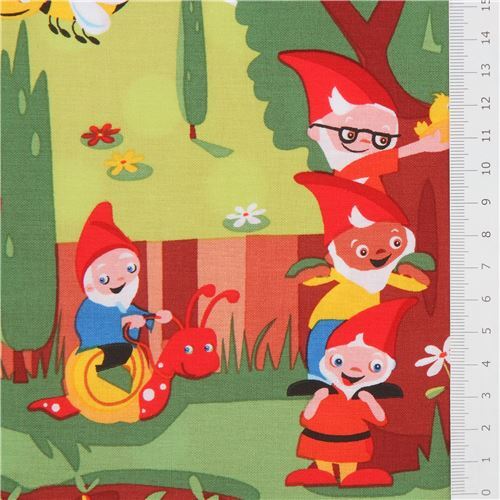 Remnant (41 x 112 cm) - Michael Miller fabric Gnomeville gnomes dots 2
