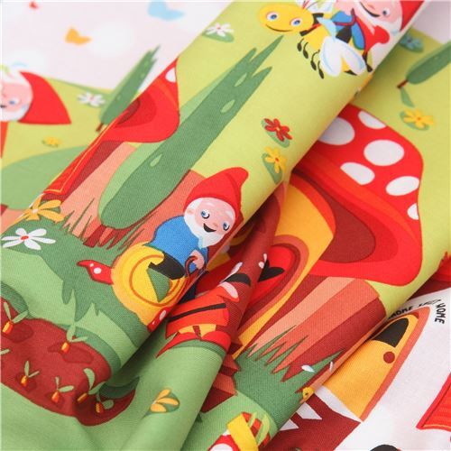 Remnant (41 x 112 cm) - Michael Miller fabric Gnomeville gnomes dots 4