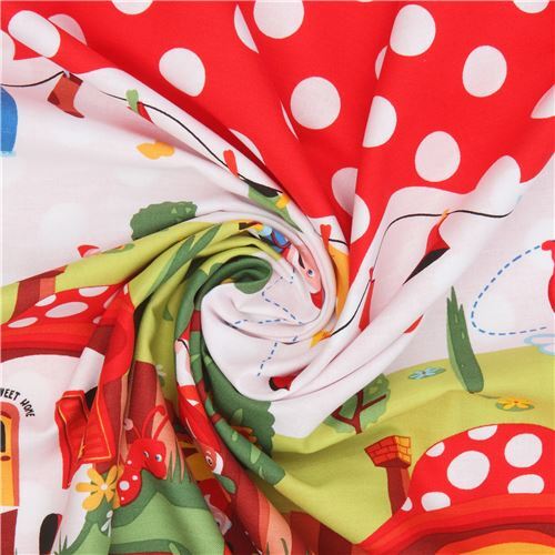 Remnant (41 x 112 cm) - Michael Miller fabric Gnomeville gnomes dots 5