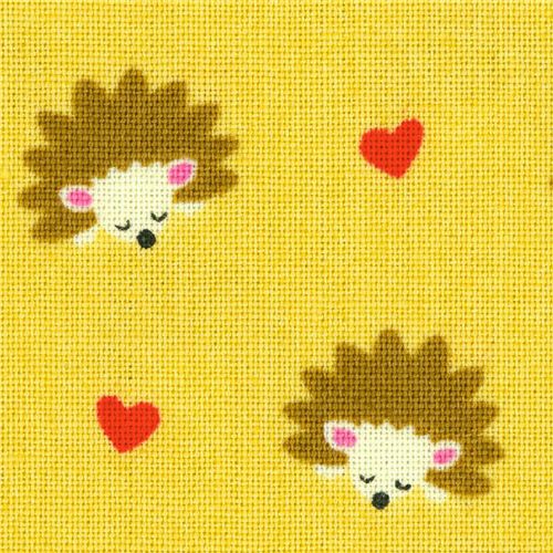 Michael Miller fabric Gold Hedgehog Heaven hearts 1