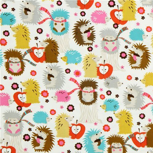 Remnant (27 x 112 cm) - Michael Miller fabric Hedgehog Meadow cute hedgehogs 3