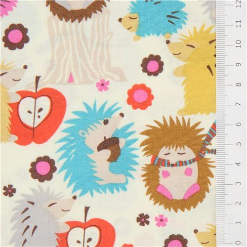Remnant (27 x 112 cm) - Michael Miller fabric Hedgehog Meadow cute hedgehogs 2