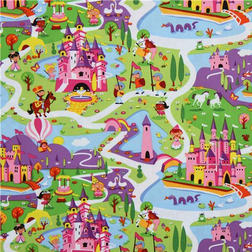 Michael Miller fabric Lil Kingdom princess with castle 2