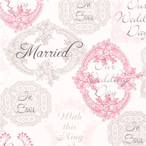 Michael Miller fabric Mr. & Mrs. wedding flowers 1