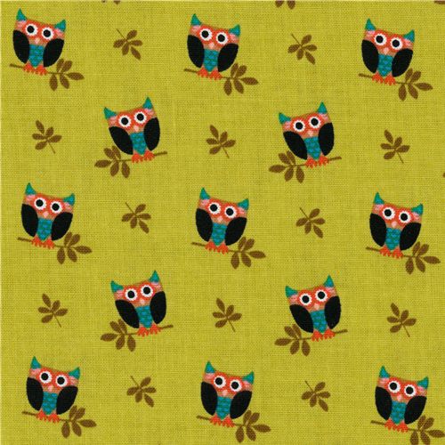 Michael Miller fabric Olive Who's Hoot owls 2
