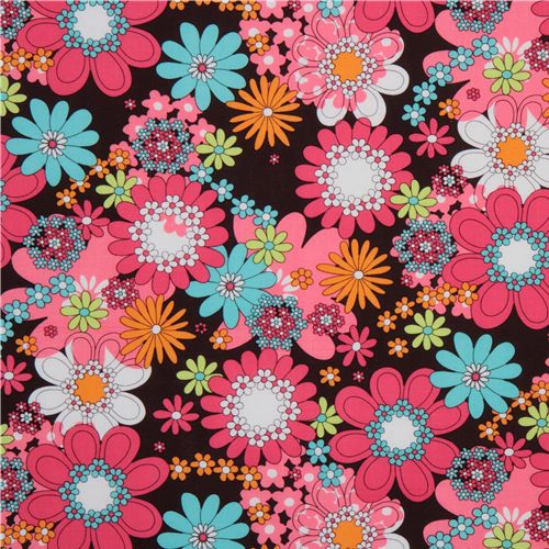 Michael Miller Stoff Peace Flowers Blumen 2