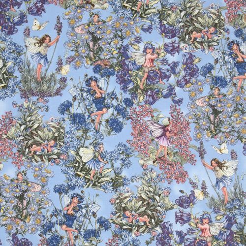 Rimanenza di (32 x 112 cm) - Tessuto Michael Miller Periwinkle Fairies fate blu 3