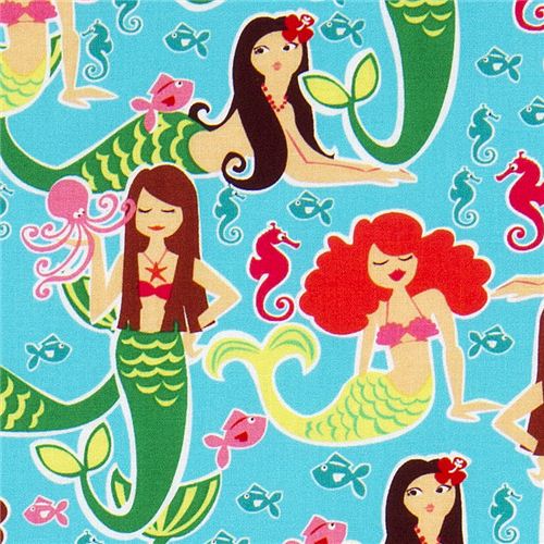 Michael Miller fabric Sea Beauties mermaid fish 1