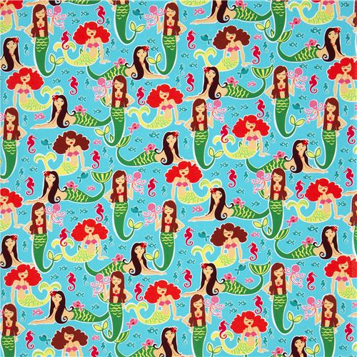 Michael Miller fabric Sea Beauties mermaid fish 2