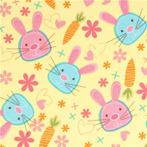 Michael Miller fabric Snack Bunny with rabbit & carrot 1
