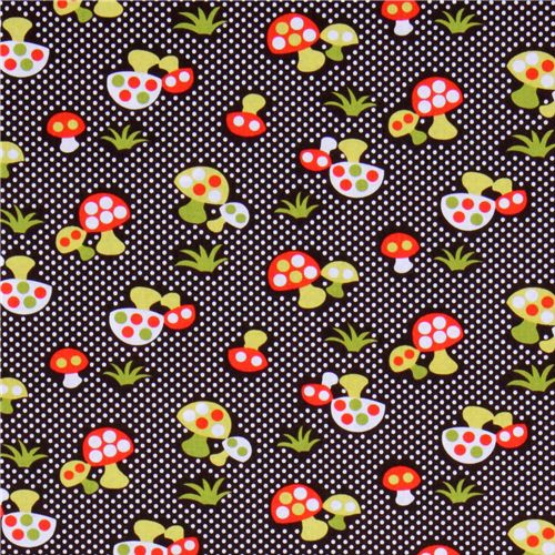 Michael Miller fabric Spice Retro Mushrooms toadstools 2