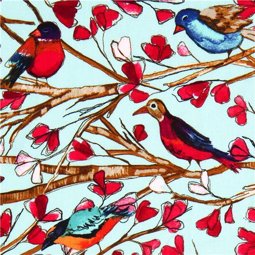 Tissu Michael Miller Wing Song oiseau fleur branche Tissu