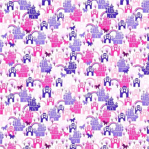 Michael Miller fabric fairy tale castle unicorn rainbow 2
