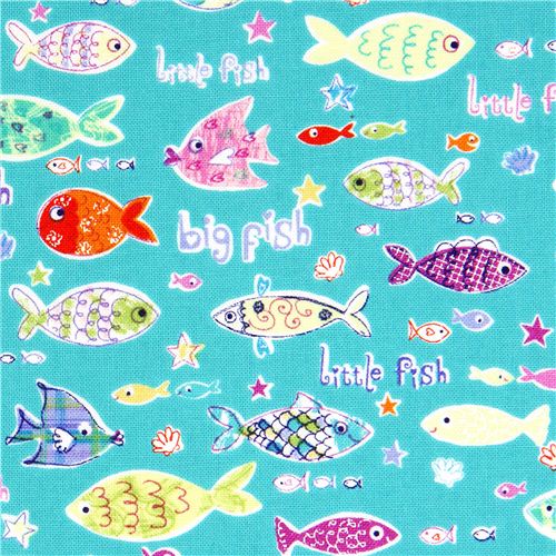 Michael Miller fabric fishies with many colourful fish 1