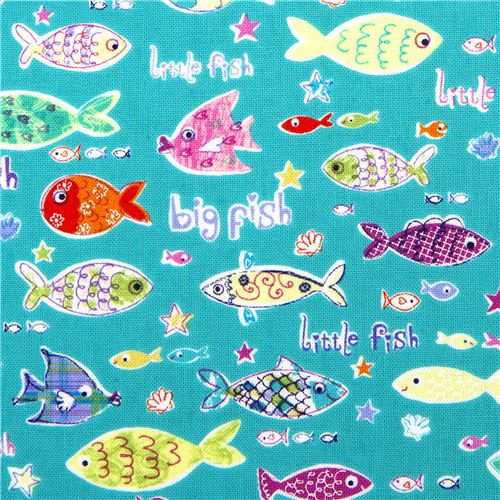 Michael Miller Stoff Fishies mit vielen bunten Fischen Stoff