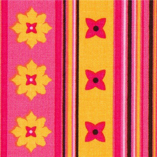 Michael Miller fabric flower & stripe rosa by Patty Young 1