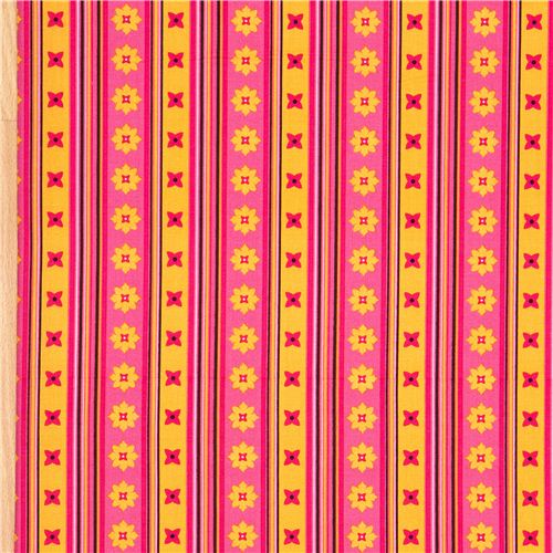 Michael Miller fabric flower & stripe rosa by Patty Young 2