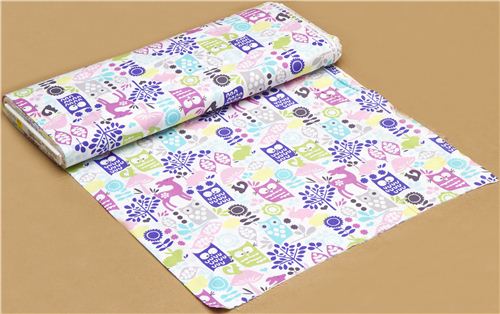 Michael Miller fabric forest life purple owl deer rabbit 3