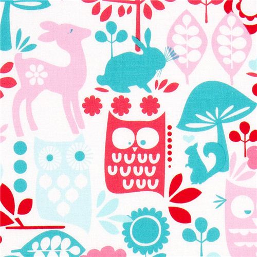 Michael Miller fabric forest life with owl deer rabbit 1