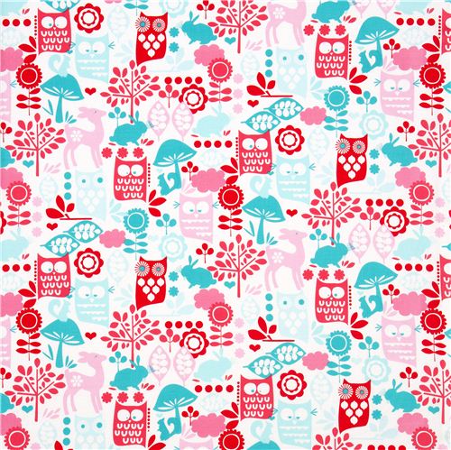Michael Miller fabric forest life with owl deer rabbit 2