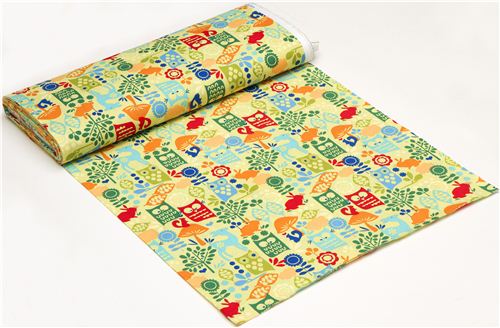 Michael Miller fabric forest life green owl deer rabbit 3