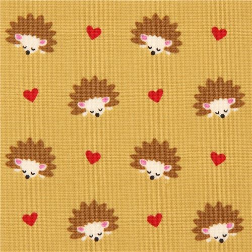 Michael Miller fabric olive Hedgehog Heaven hearts 3