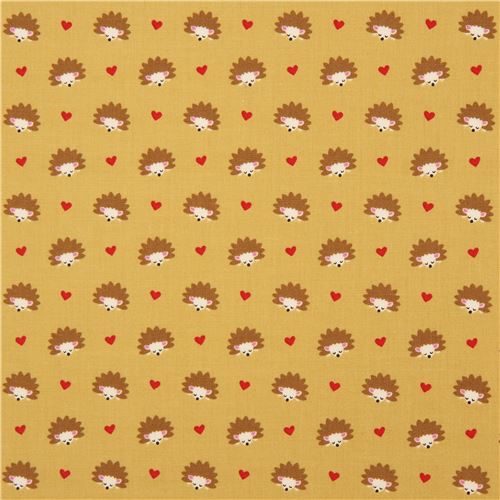 Michael Miller fabric olive Hedgehog Heaven hearts 5