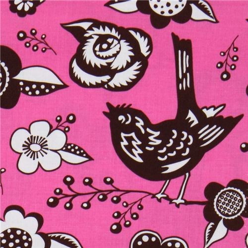 Michael Miller Stoff Fuchsia Woodcut Garden Paula Prass 1
